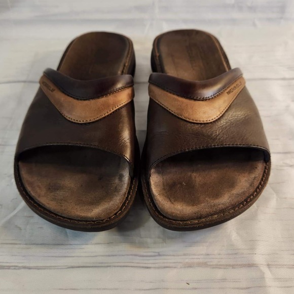 Merrell Tetra Trance - Pinecone Leather Sandals Comfort Slides Brown - Womens 11 - Picture 5 of 12